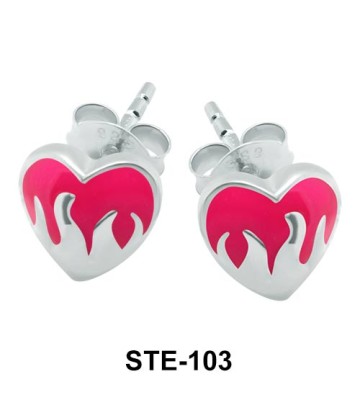 Flame Heart Stud Earring STE-103